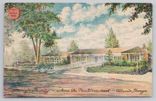 Mammy's Shanty Southern Style Restaurant Atlanta GA Crayon Art Ad Postcard UNP