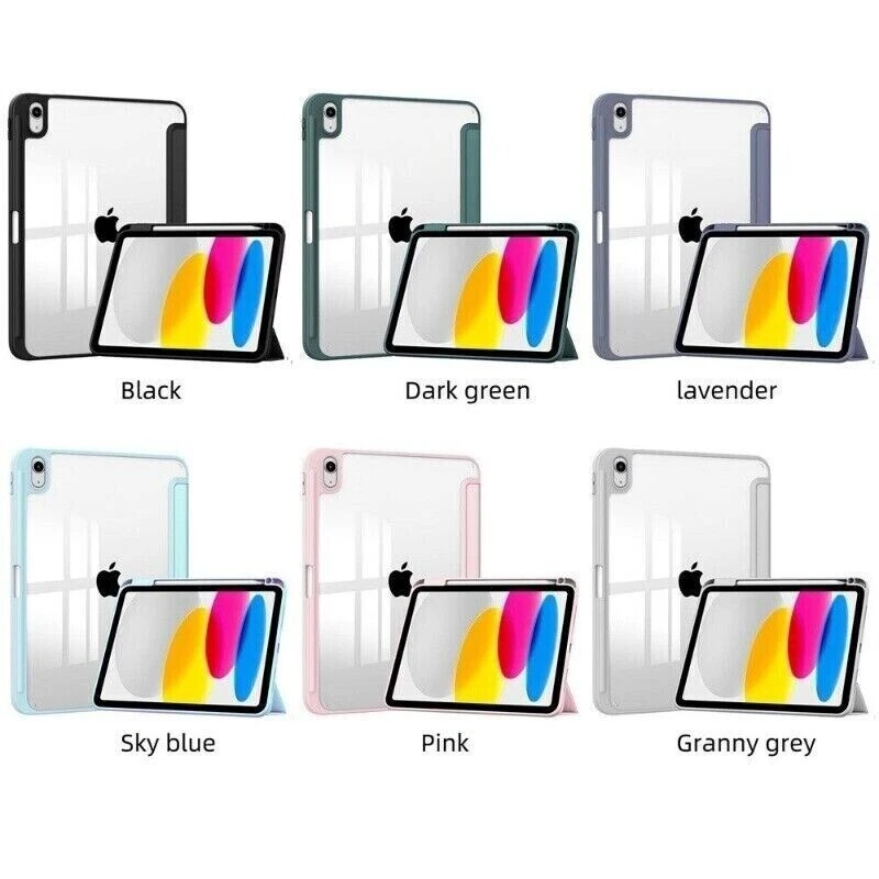 For iPad 7 8 9 10 11th Air Mini Pro 11 Shockproof Smart Case Clear Back Cover - Image 2 of 4