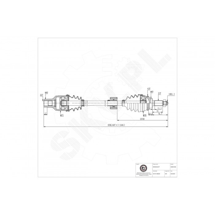 Cardan avant droit Suzuki Ignis II 44101-86G01 pour contrôle technique ok