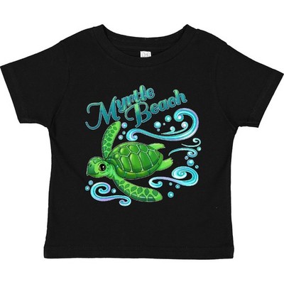 Inktastic Myrtle Beach Cute Sea Turtle With Waves And Bubbles Toddler T-Shirt