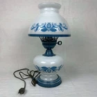 Vntg Blue Onion Milk Glass Parlor Lamp 17"Tall MCM Cottagecore Grannycore Tested