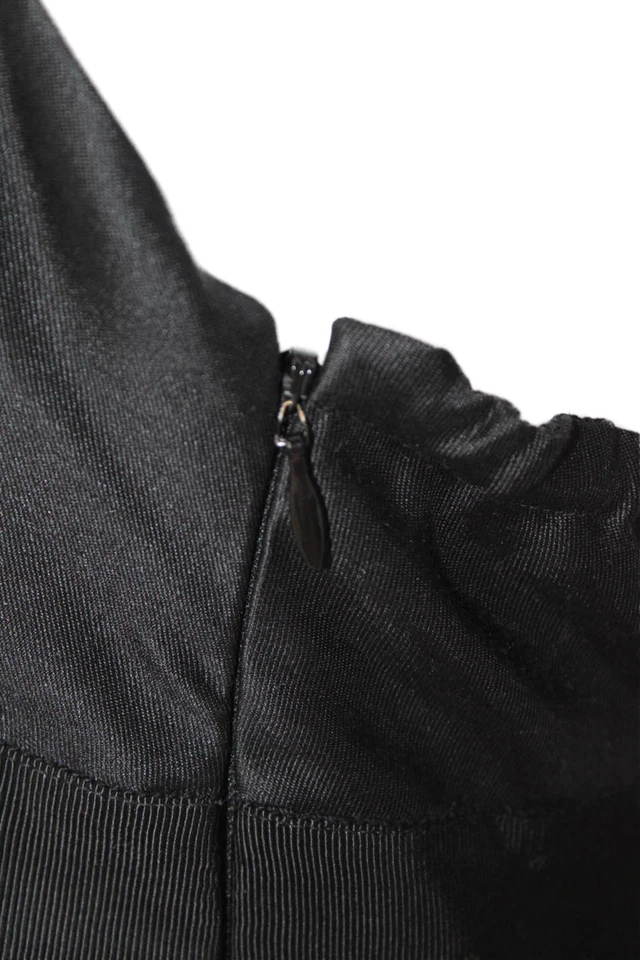 Vestido recto Tibi para mujer correa de espagueti cuello en V con volantes negro lana talla 6 Foto 4 de 4