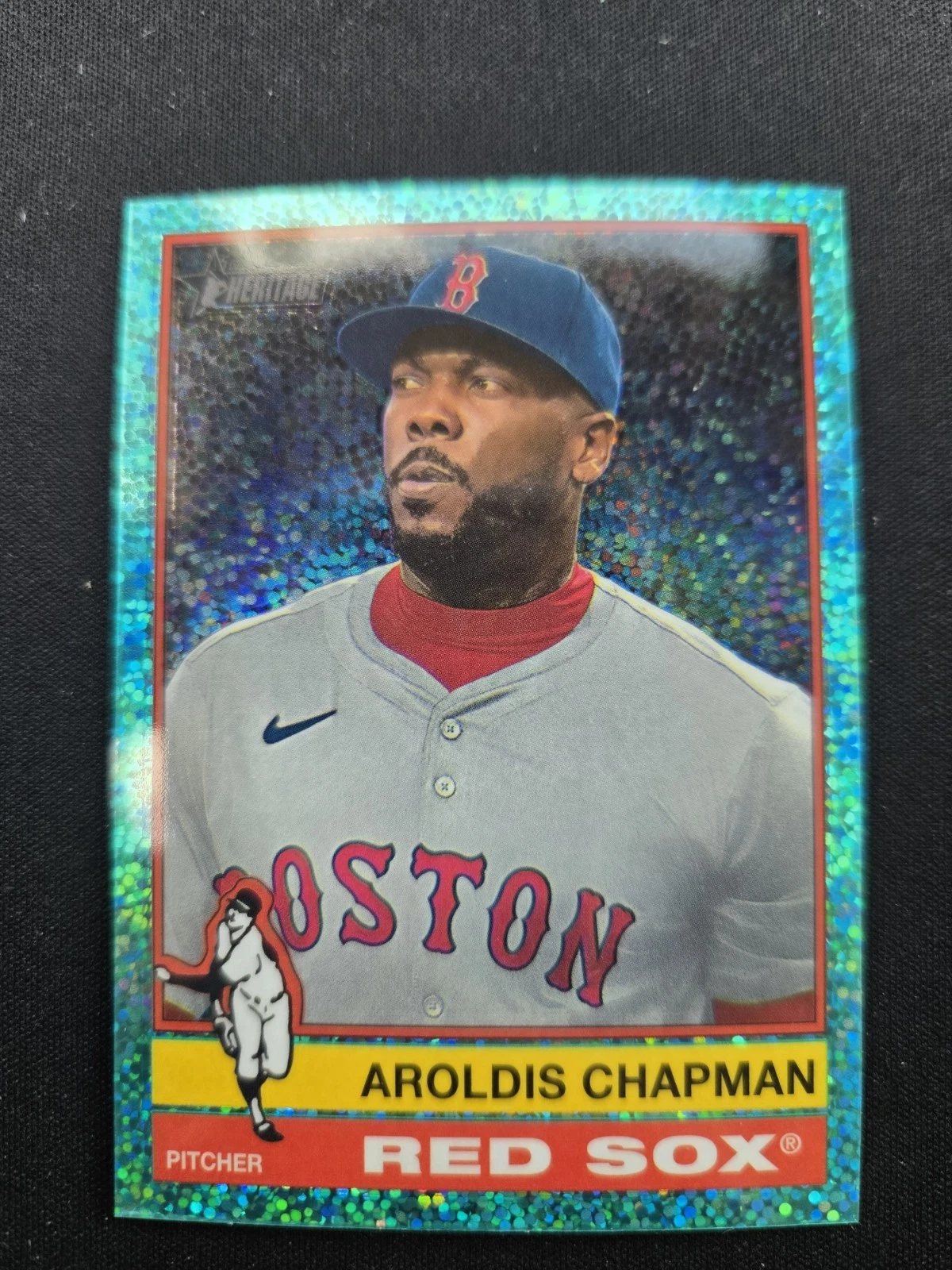 2025 Topps Heritage - Aroldis Chapman #24 Chrome Light Blue Sparkle Refractor