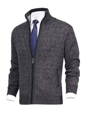 Men's Plus Size Zip Up Ribbed Hem Cardigan