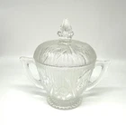 Vintage Jeanette Glass Iris Herringbone Pattern Sugar Bowl with Lid(H2)