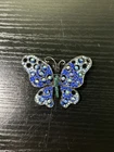 Vintage Brooch Pin Butterfly Blue Rhinestone Costume Jewelry