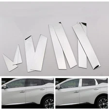 For Nissan Murano 2015-2024 Silver Steel Window Pillar Post Cover Decor Trim 8X
