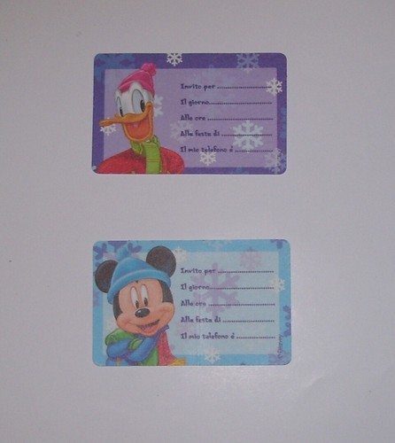 TOPOLINO 5 tessere invito festa 3 tipi diversi con ologrammi doppia immagine (A) - Foto 4 di 6