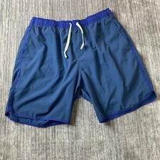 Fair Harbor Swim Trunks Mens Extra Large Blue Solid Polyester Spandex