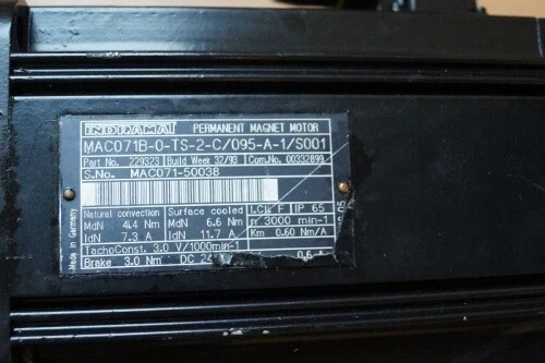 Indramat Mac071b-0-ts-2-c/095-a-1/S001 Servo Motor Mac 071B-0-TS-2-C/095-A-1/S00 - Image 2 of 2