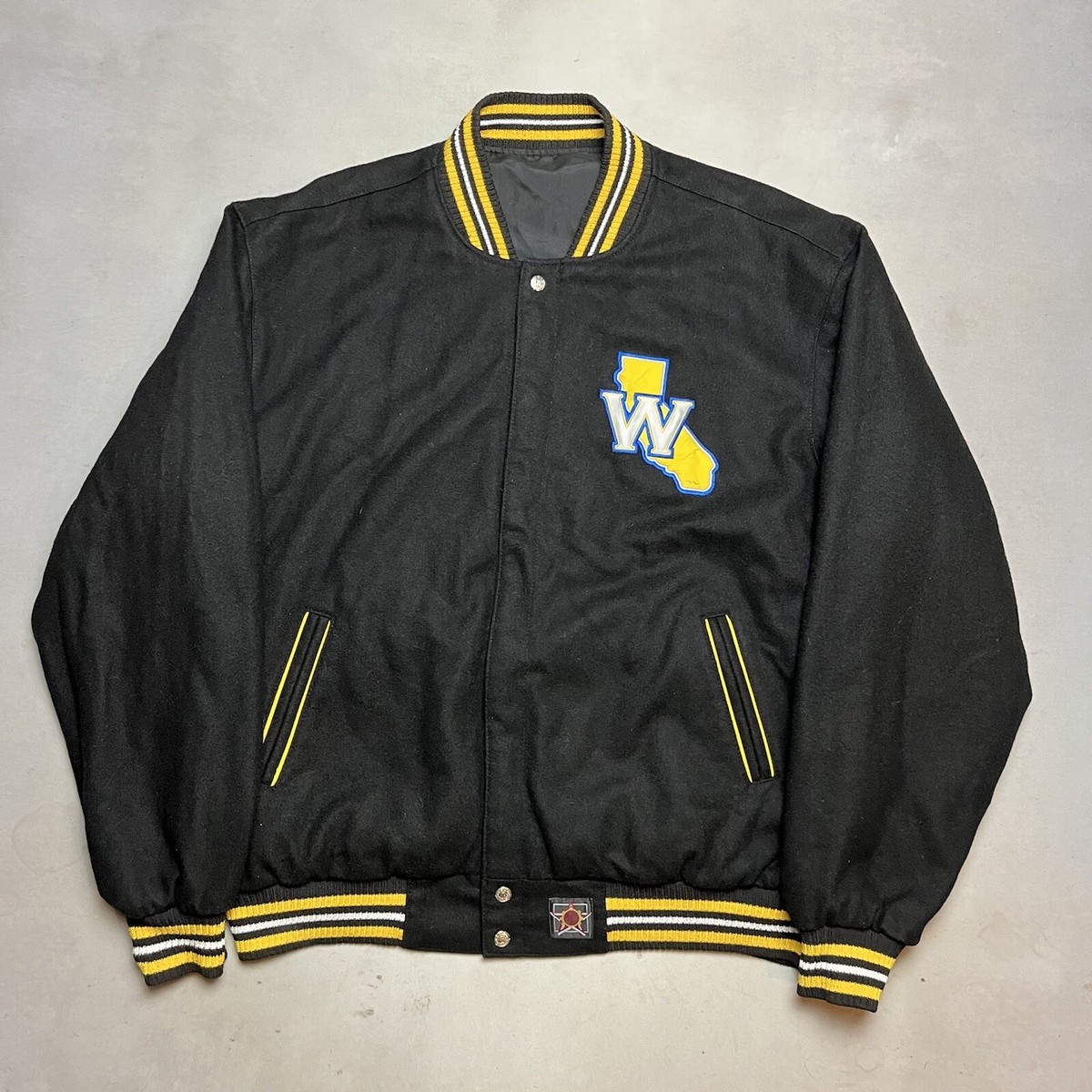 Vintage Golden State Warriors JH Design Reversible Varsity Bomber 