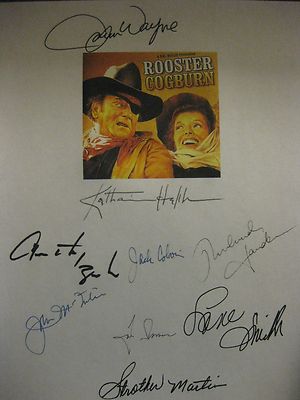 Rooster Cogburn Signed Film Script X9 John Wayne Katharine Hepburn Lane Smith rp