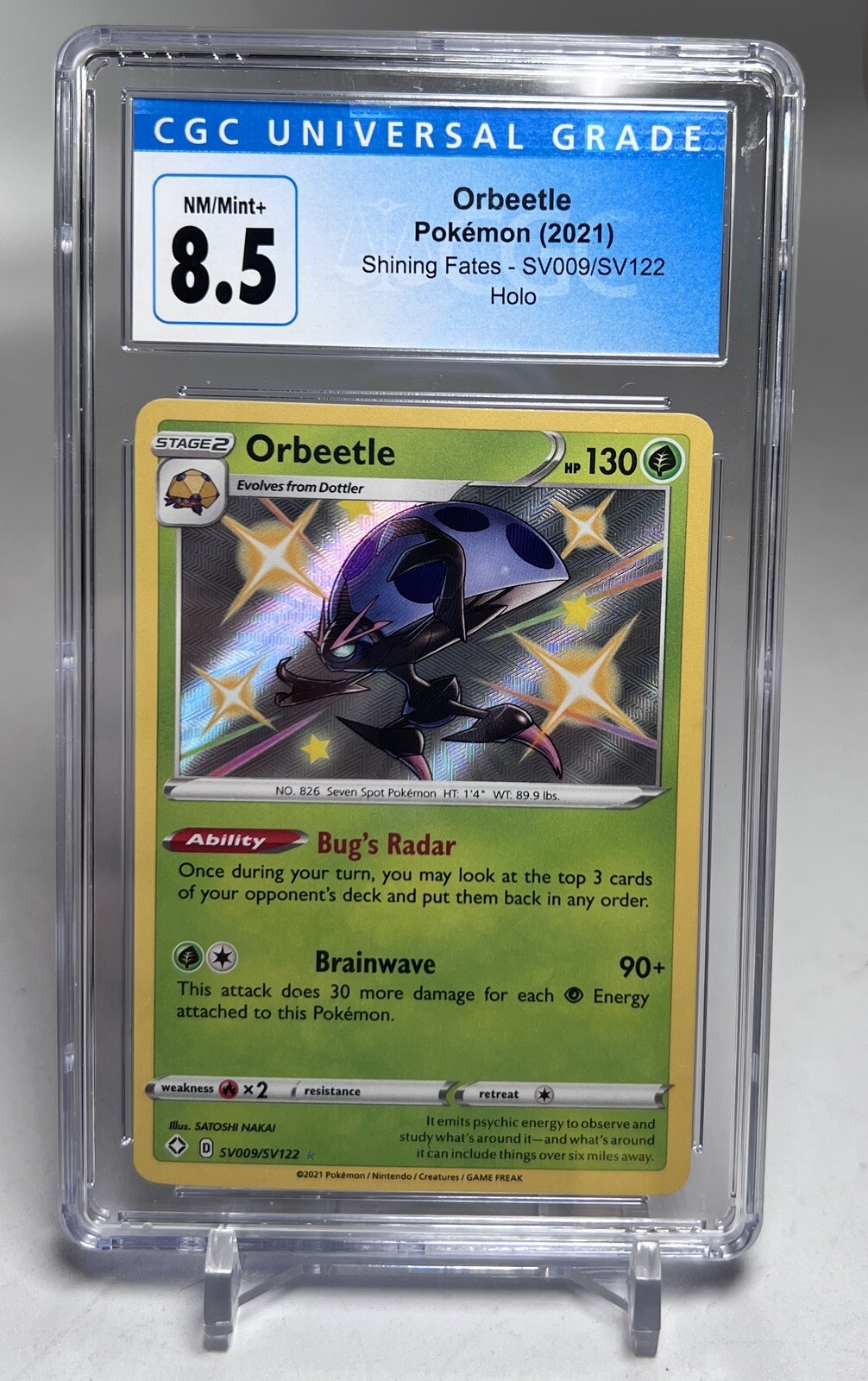 Orbeetle SV009/SV122 Shining Fates Shiny Holo Rare Pokémon TCG CGC 8.5