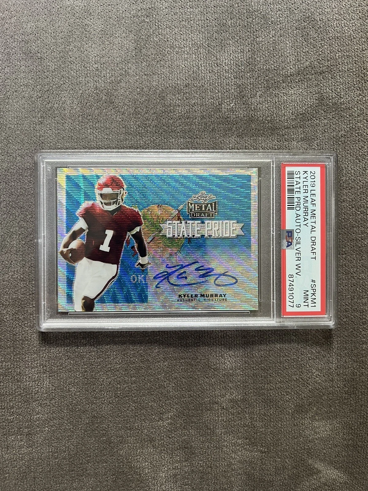 Kyler Murray Leaf Metal Draft State Pride Autographs #SPKM1 Silver Wave