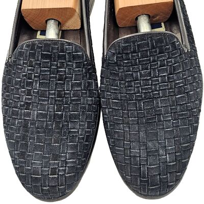 Vintage Bragano Italy Woven Black Suede Dress Shoes Men\'s 7.5M Loafers Cole Haan Vintage Bragano Italy Woven Black Suede Dress Shoes Men main image 2