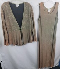 Vintage G.W. Graff Slinky Knit 2 Piece Maxi Dress & Jacket Size XL USA Made Boho