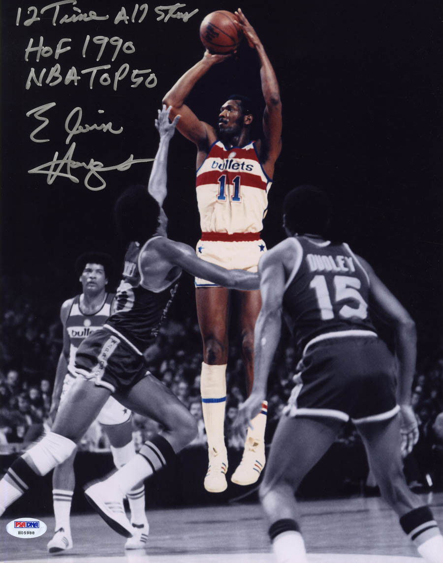 Elvin Hayes Autographed Signed Washington Bullets 11x14 Photo + 12 x All Star HOF 90 TOP 50 PSA/DNA 