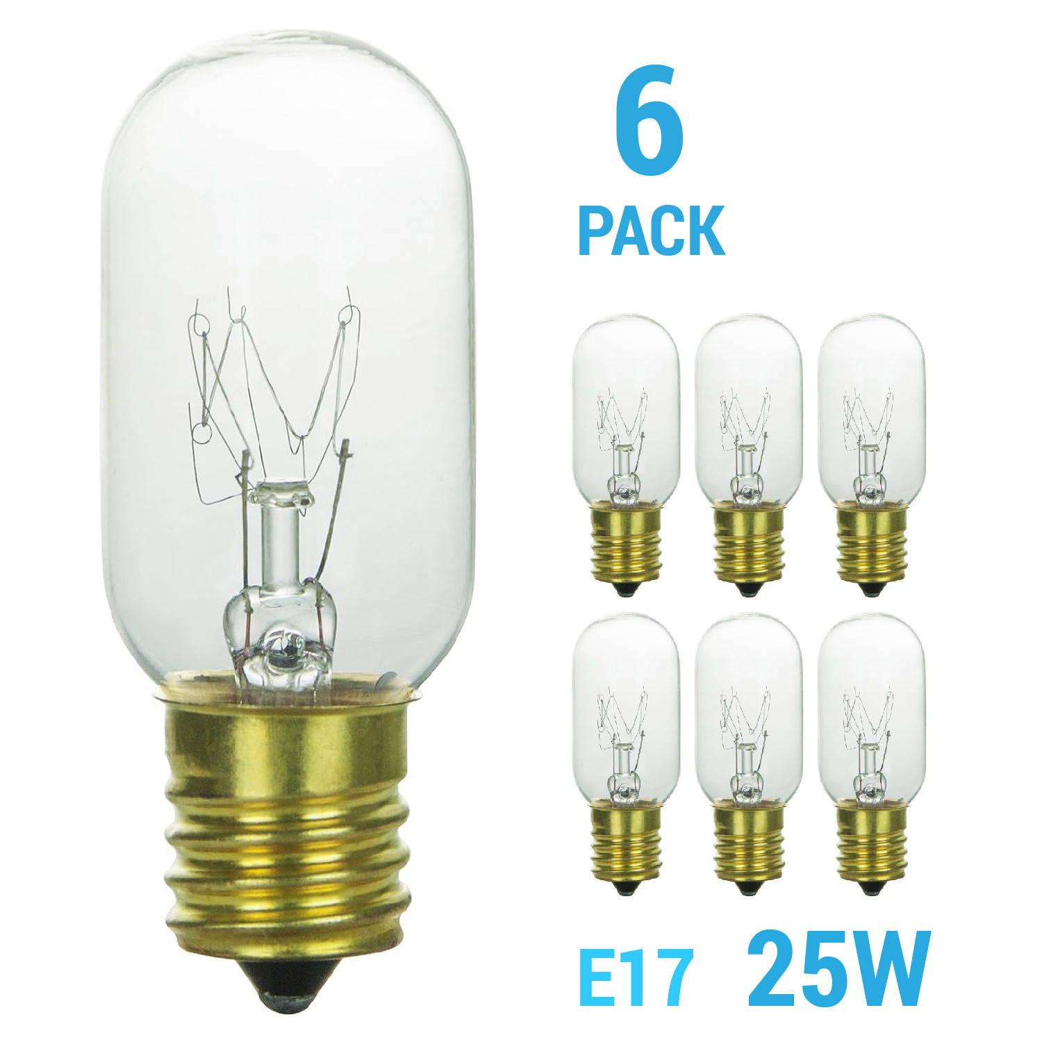(6 Pack) 25T8/N T8 Microwave Refrigerator Bulb 25W Intermediate E17 Sign Clear