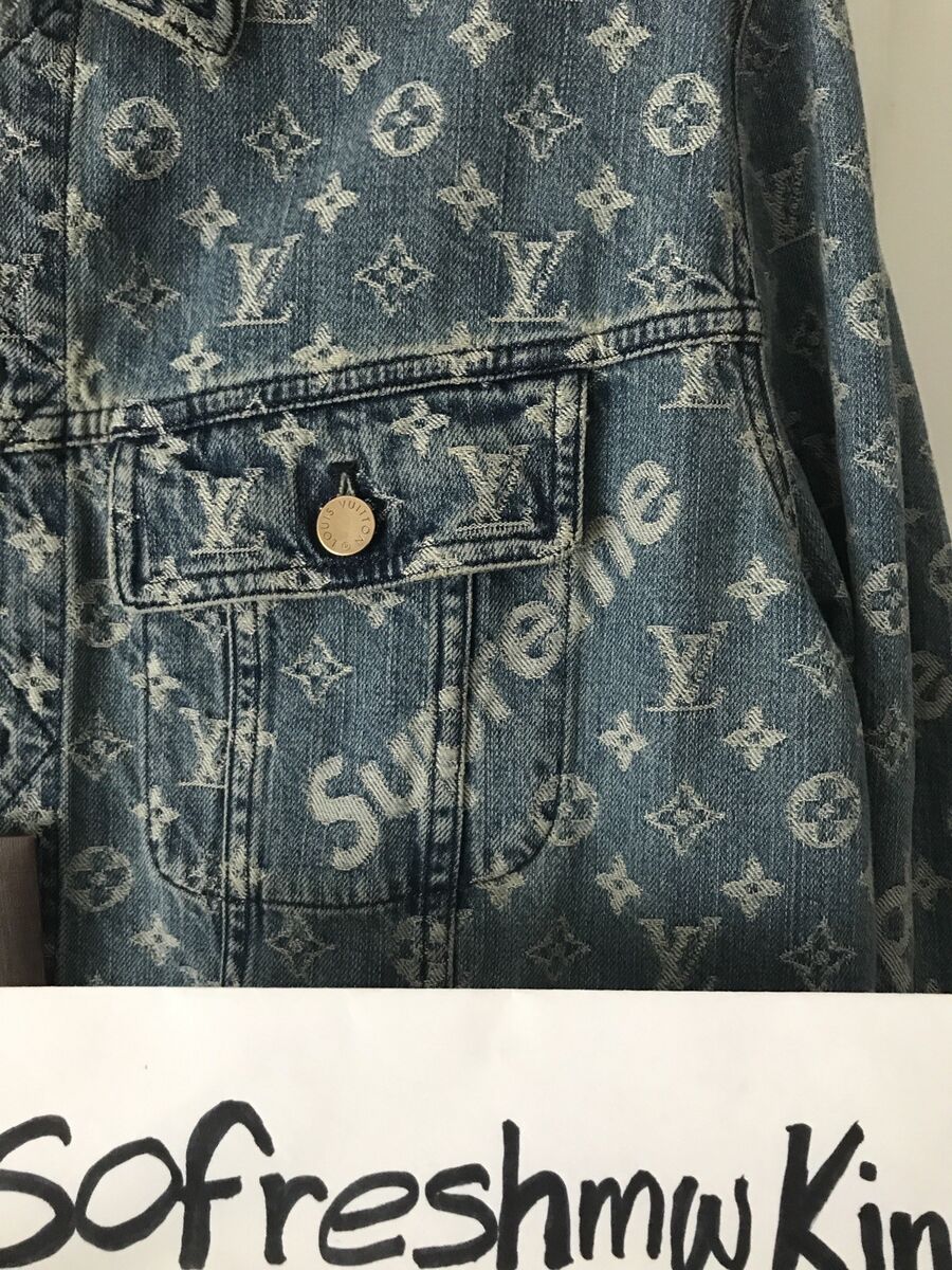 Louis Vuitton X Supreme Monogram Denim Trucker Jacket Sz 58 Louis Vuitton X Supreme Monogram Denim Trucker Jacket Sz 58