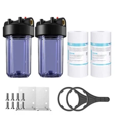 2Pack 10 Inch Clear Whole House Water Filter Housing System Sediment Cartridge