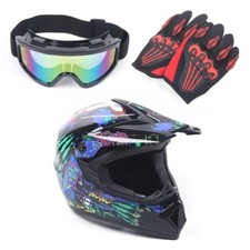 DOT Motorcycle Adult Helmet Goggles Gloves Motocross MX ATV Dirt Bike Off Road