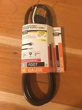 ME Replacement Power Supply Cord 09703ME 3 Foot 16 Gauge