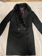 Paul Smith Black Wool Overcoat With Shearling Collar Women