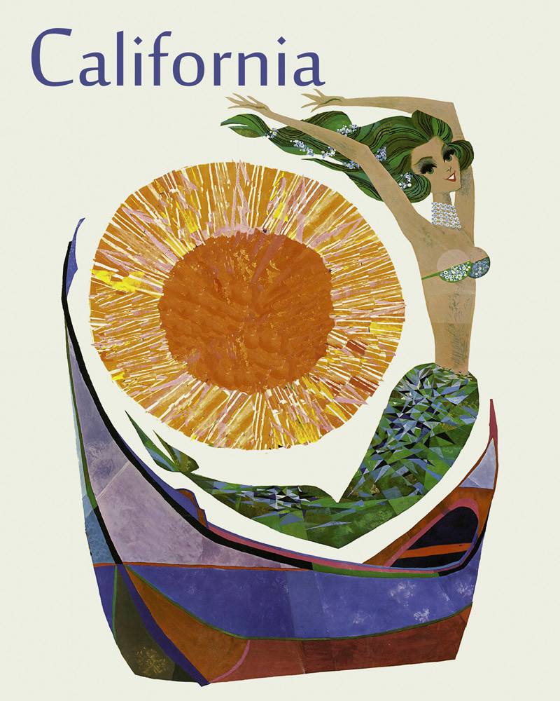 Mermaid Siren Boat California USA Travel 16X20 Vintage Poster Repro FREE S/H