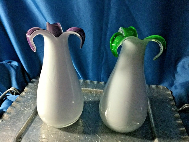 PICK Gorgeous Designs China Art Glass White Green Or Amethyst 3 Petal 8 