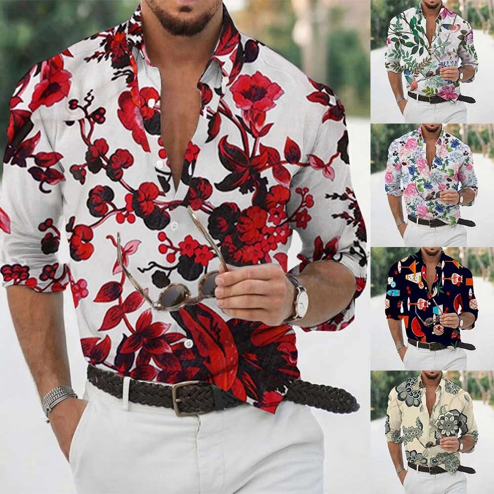 299 Rs Only Flower Style Casual Men Shirt Long Sleeve Thesparkshop.In Tips and Trick