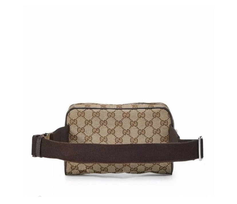 Gucci GG Monogram Brown Canvas Waist Bag Fanny Pack Clutch