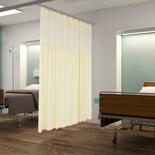 Beige Room Divider Curtain For Spa School Nursery Privacy Curtain With Mesh Top