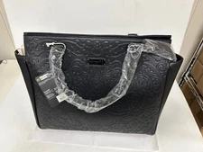 New Loungefly Black On Black Lattice Skull Tote