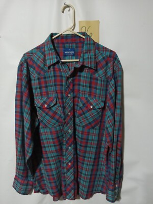 Vintage Wrangler Blue Tag Pearl Snap Western Shirt 80s- 90s Mens