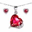 thumbnail 1 - Created Red Ruby Pendant Necklace Earring Set 925 Sterling Silver with 18” Chain