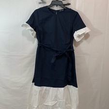 SHEIN Women NIB Maternity Colorblock FlounceSleeve Zip Side Nursing Belt Dress S