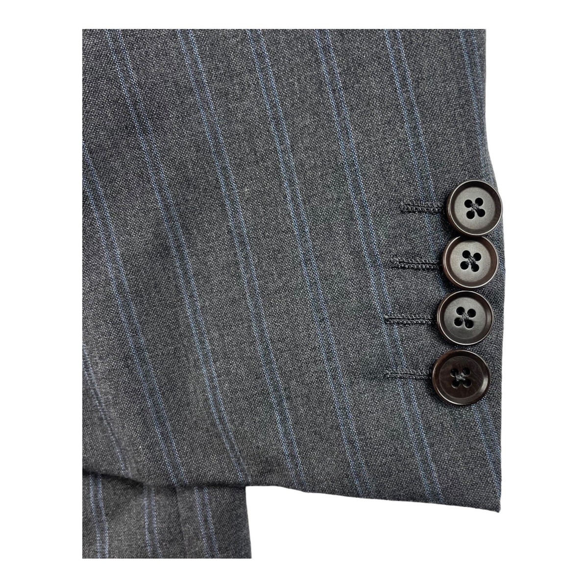 Isaia Napoli Gray Blue Striped Super 170s Sciammeria Wool Blazer
