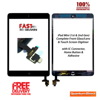 iPad Mini 1 & 2 komplette Front Glas/Digitalisierer Touchscreen Baugruppe - SCHWARZ