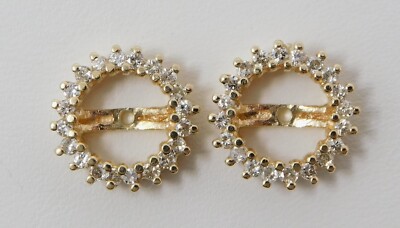 14 kt Gold Pair of Diamond Stud Jacket Earring ENHANCER Guards B6928