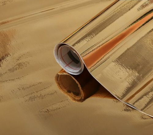 1.5MX45M FABLON SHINY POLISHED GOLD STICKY BACK PLASTIC VINYL SELF ADHESIVE WRAP - Image 2