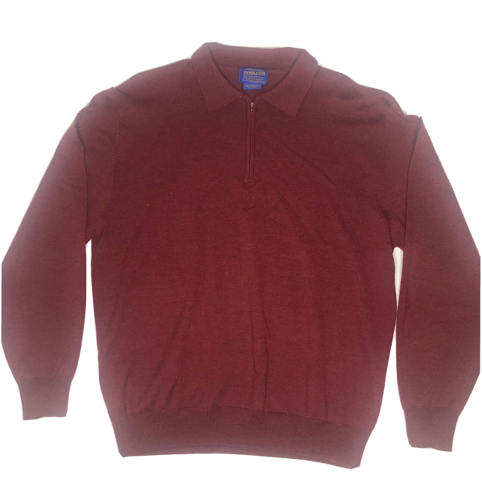 Pendleton 100% Merino Wool 1/4 Zip Pullover Sweater Mens Size Medium Maroon  Red