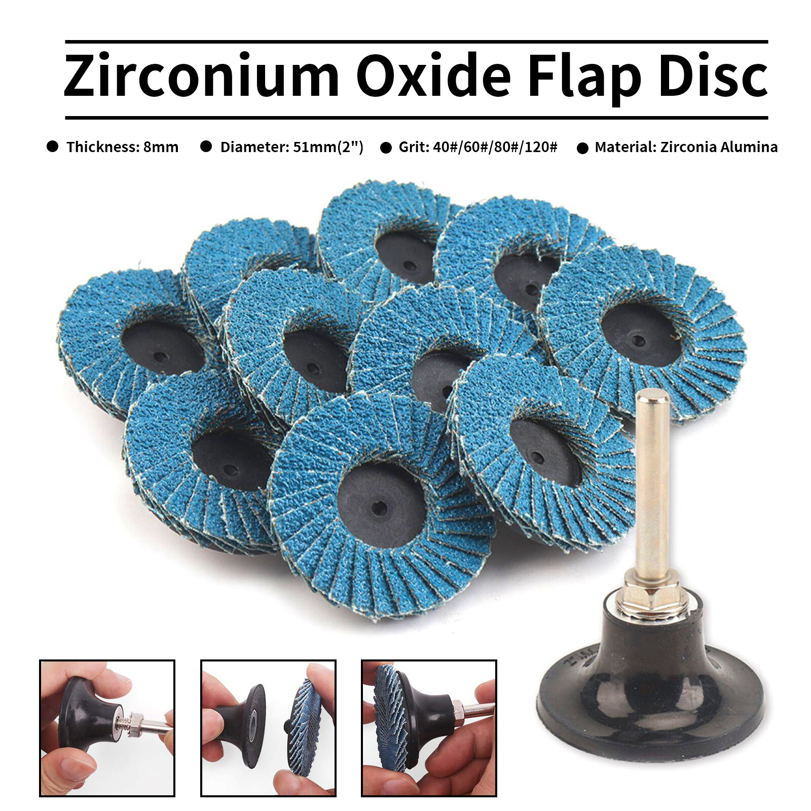 2'' 50mm Flap Disc Mini Grinding Wheel 40120 Grit Type R Roloc Sanding