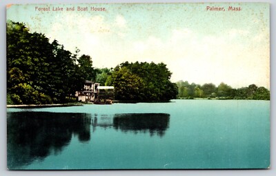 Palmer, Massachusetts, Forest Lake & Boat House Vintage Postcard