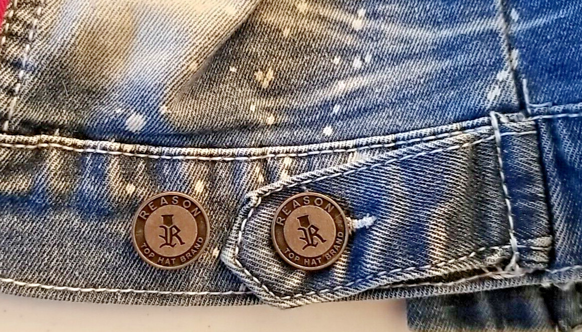 REASON NY Denim Jean Patchwork Jacket Men's Stree… - image 14