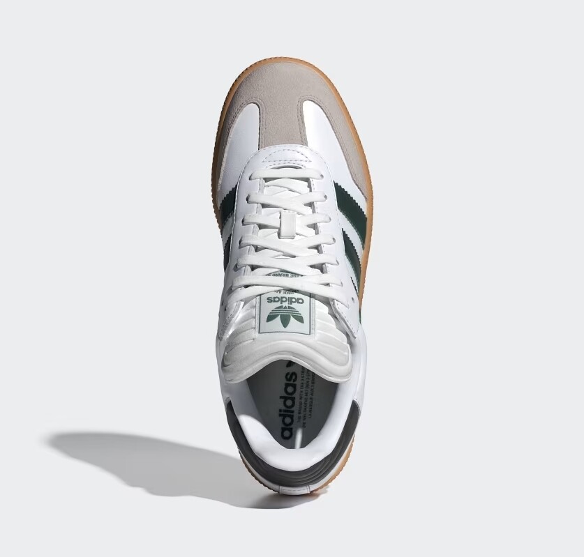 New Adidas Samba XLG Leather Shoes - White / Collegiate Green