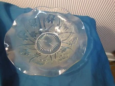  Jeanette IRIS AND HERRINGBONE PATTERN CLEAR GLASS BOWL Depression Glass