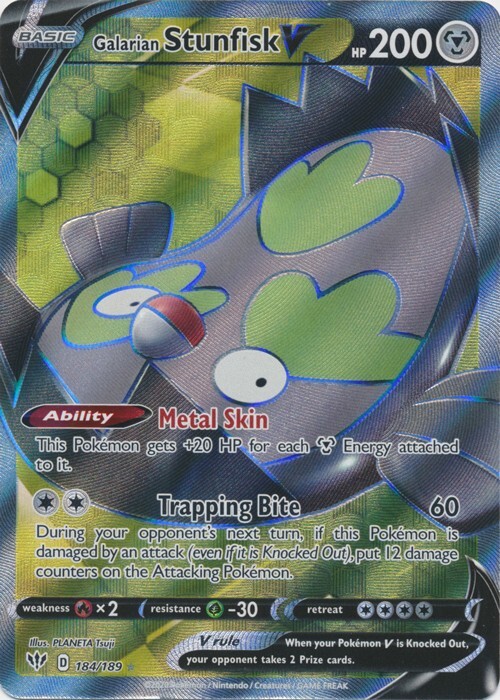 Galarian Stunfisk V (Full Art) 184/189 Ultra Rare Darkness Ablaze Pokemon TCG