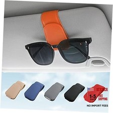 Sunglass Holder for Car Visor Sunglasses Clip Magnetic Leather 1 Orange