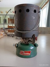 Coleman 502 Stove w Heat Drum. 10/1972 Good Condition