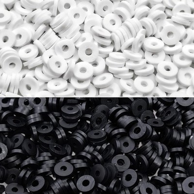Amaney 3000pcs 6mm Heishi Beads Polymer Clay Bulk-3000pcs, White&Black-Bulk